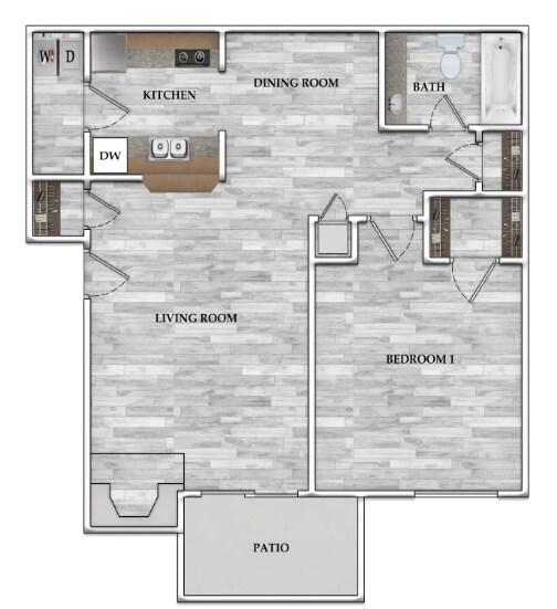 1x1 638 SF 202 floor plan